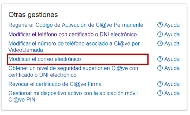 Otras gestiones correo electrónico