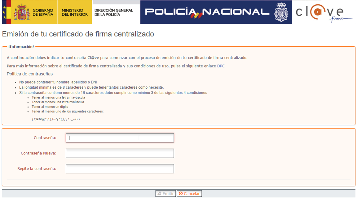 Actualización de la contraseña